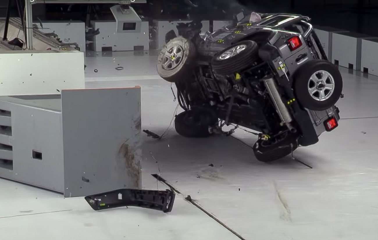 Jeep Wrangler Tips Over In IIHS Crash Tests! [Video]
