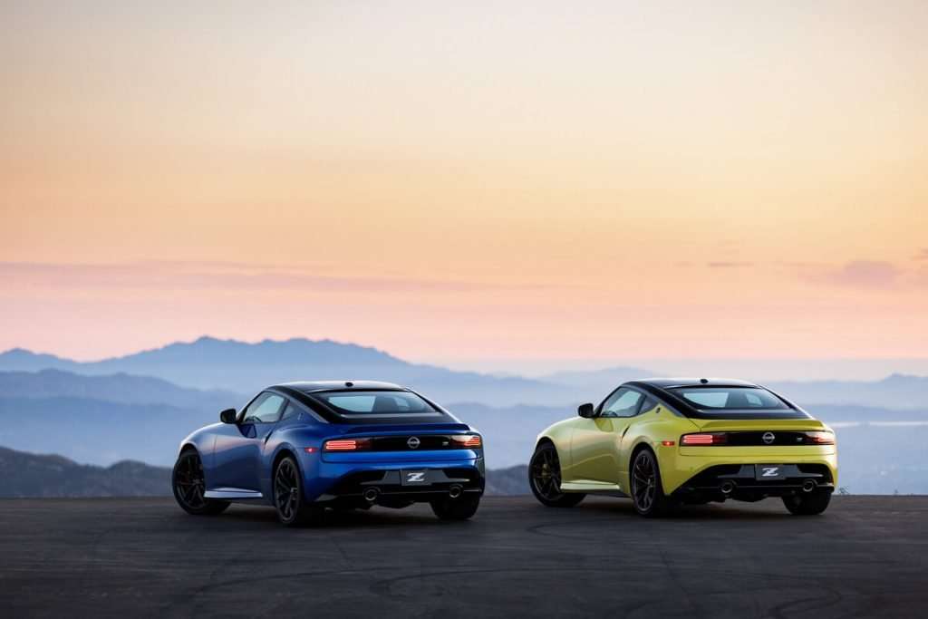 2023 Nissan Z blue and yellow