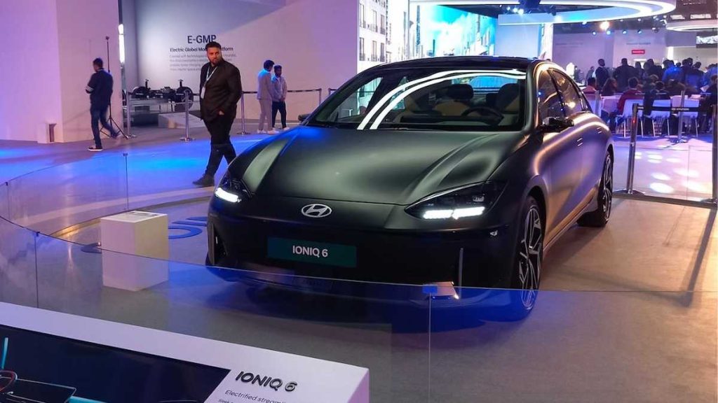 Hyundai ioniq 6 at hyundai pavilion at auto expo 2023