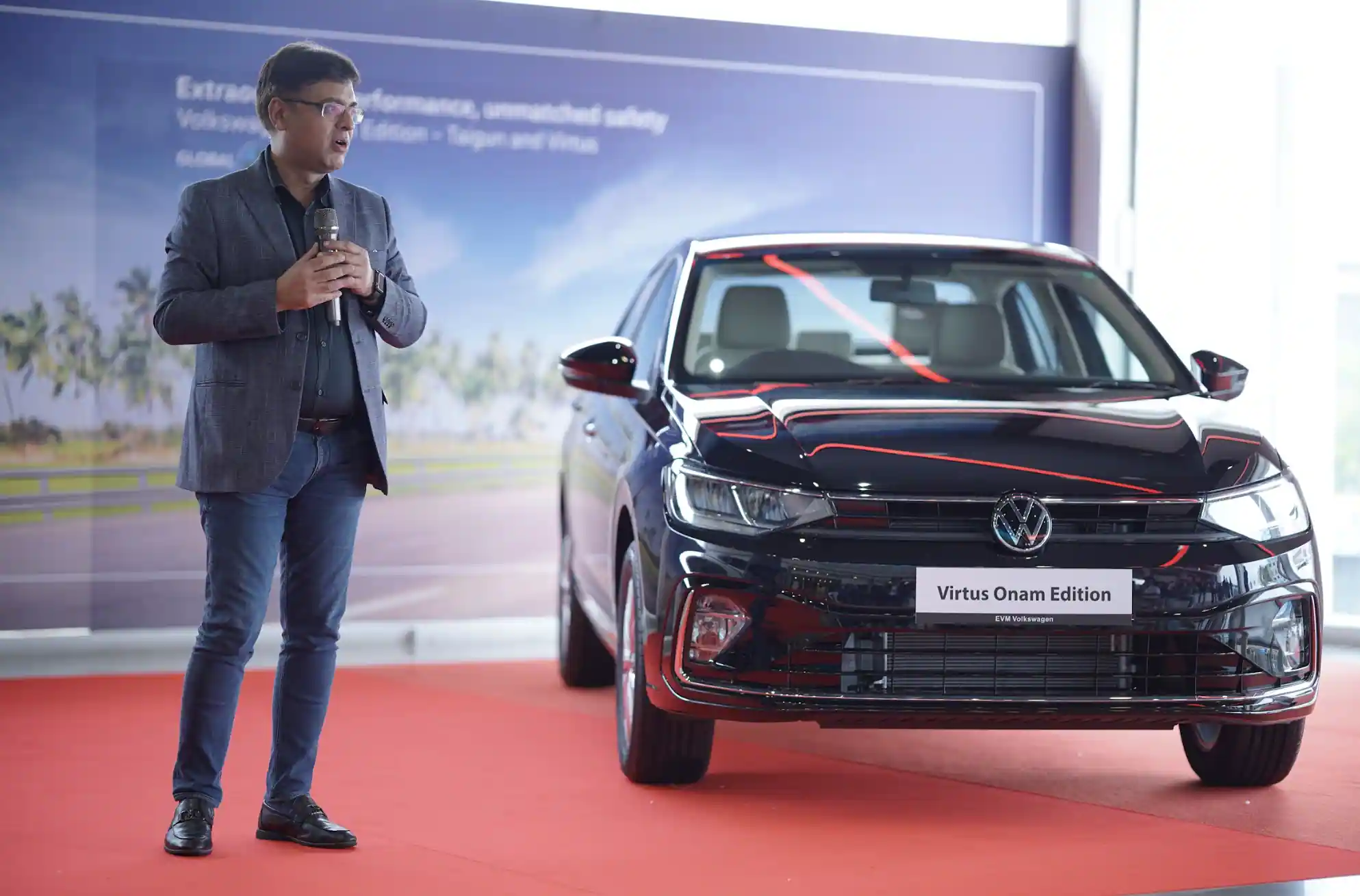 VW brand director Ashish Gupta with Virtus Onam edition