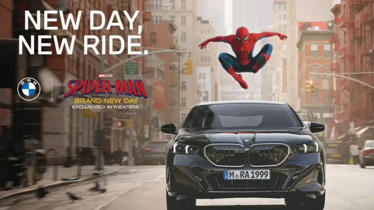 bmw spiderman brand new day ad on touchscreen
